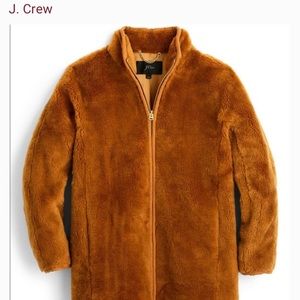 J.Crew Zip Teddy Coat Warm Brandy